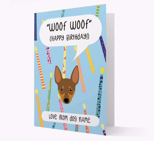 Personalized 'Woof Woof' Birthday Card with {breedFullName} Icon